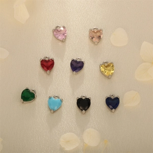Heart Charms Small Pendant 18K Gold Plated Copper Inlaid Colorful Zircon DIY Jewelry Making Accessories
