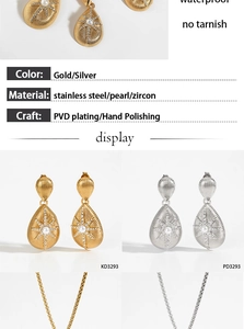 Detailed specs of waterproof stainless steel zircon star necklace and earrings set