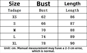 Size chart for French style A-line skirt with bust and length details from XS to XL