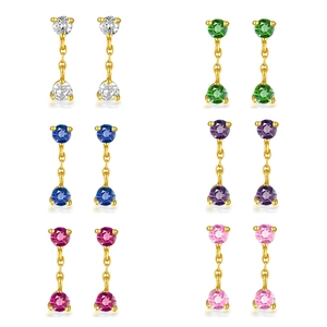 Round Cubic Zirconia Drop Earrings With 925 Sterling Silver Earring Post Elegant Simple Versatile Jewelry For Women