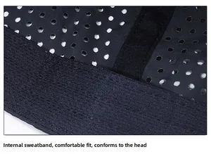 Macro detail of breathable mesh fabric and comfortable sweatband inside the baseball cap