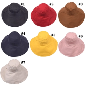 Foldable wide brim sun hats for women in seven solid colors for outdoor UV protection