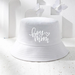 Bob en toile blanche avec texte Boy Mom et motif cœur pour protection solaire extérieure