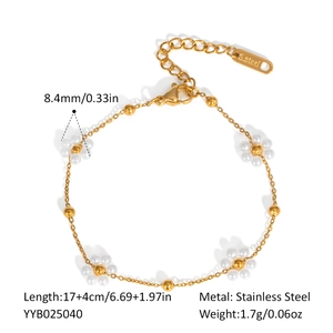 Détails du bracelet fleur tressé avec dimensions et spécifications en acier inoxydable