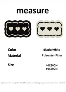 Polyester bath mat with heart patterns available in 40x60cm and 50x80cm sizes