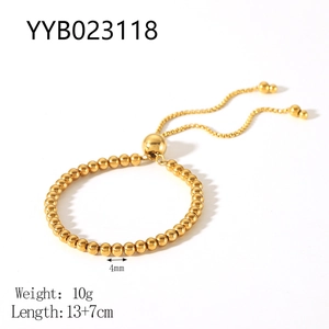 Dettagli del bracciale regolabile a sfere placcato oro 18K con sfere da 4mm e peso 10g