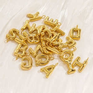 3D balloon alphabet charms in 14K gold plated stainless steel for DIY jewelry making