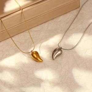 Teardrop Pendant Necklace 18K Gold Plated Stainless Steel Snake Chain Minimalist Fashion Jewelry For Women