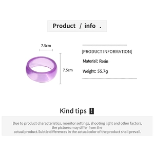 Technical specification of purple resin bangle with dimensions and 55.7g weight