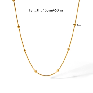 Detailed size chart for 18k gold plated necklace with 3mm beads and 400mm adjustable chain