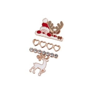 Christmas-themed 4-piece metal charm set for silicone watch bands with reindeer and santa