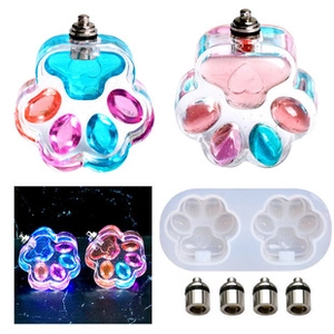 Detailed set of cat paw silicone molds for DIY ice cream and resin art with luminous effect