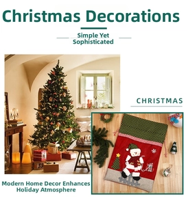 Detailed view of red Christmas gift bag featuring 3D snowman and festive tree applique
