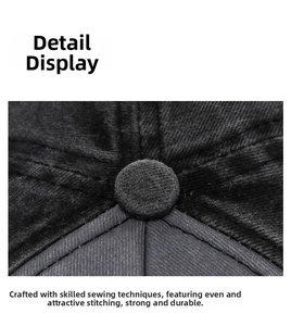 Macro detail of high-quality sewing and cotton twill fabric on a vintage baseball cap