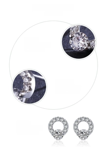 Detail of S925 sterling silver stud earrings with hand-set 5A cubic zirconia stones