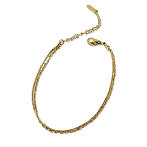 Double-layered 18k gold-plated snake chain bracelet with adjustable lobster clasp