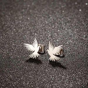 Bird Stud Earrings Stainless Steel Pigeon Hummingbird Wings Minimalist Vintage Jewelry For Women Girls