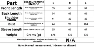 Tableau des tailles pour ensemble blazer et jupe zébré avec mesures détaillées en cm