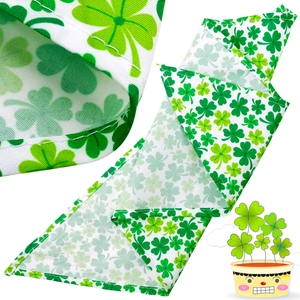 Close-up of stitching and clover pattern on St. Patrick's Day pet bandana
