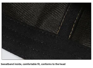 Gros plan du bandeau anti-transpiration noir avec coutures détaillées sur le chapeau