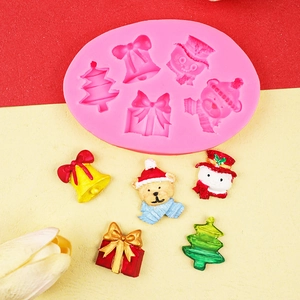 Stampi natalizi in silicone con pacco regalo, orso, pupazzo di neve e albero per dolci creativi