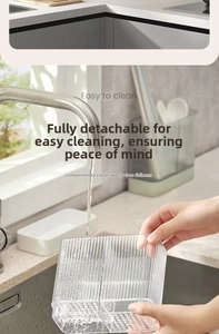 Detail of transparent fluted utensil holder with detachable design for easy cleaning
