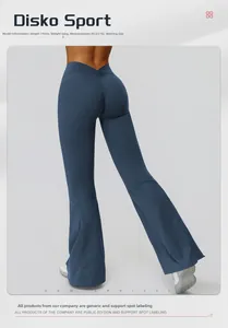 Detailed back view of V-shaped high waist yoga flare pants showing ruched lifting effect