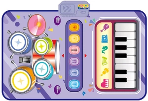 Detail view of the control panel and buttons on the 2-in-1 drum and piano music mat