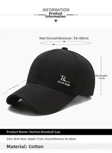 Détail de la casquette de baseball en coton montrant la broderie R SPORT et la visière