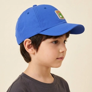 Kids navy blue dinosaur baseball cap with embroidered logo for sun protection