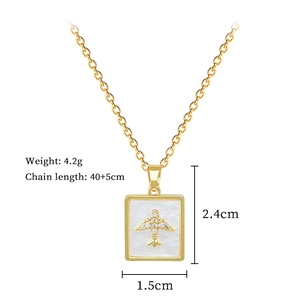Detail view of shell airplane square pendant with size 2.4cm and weight 4.2g info