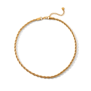 Detail of 18k gold plated stainless steel rope chain with lobster clasp and extender
