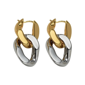 Boucles d'oreilles minimalistes en chaîne finition or et argent poli haute brillance