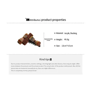 Detail view of acrylic flocked bow claw clip with dimensions of 13cm and 4.5cm