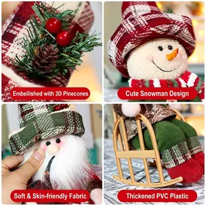 Christmas sitting plush doll figures of Santa and Snowman on PVC rocking chairs