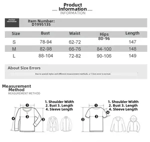 Size chart showing bust, waist, and hip measurements for this sexy backless long dress