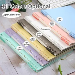 Frosted A5 B5 loose-leaf notebook with translucent pastel rings in 11 macaron colors