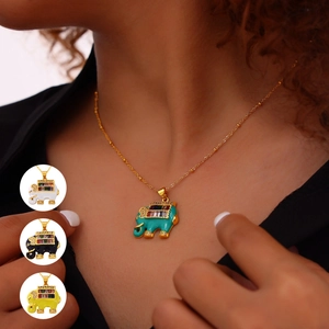 Fashion Elephant Pendant Necklace For Women Titanium Steel Chain Copper Drip Oil Colorful Rhinestone Inlaid Animal Charm Jewelry