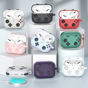 Multiple colorful game console controller silicone cases for AirPods Pro on display