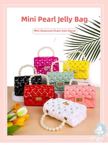 Mini jelly pearl bags with quilted texture, rhinestone accents, and rotating locks