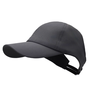 Quick-dry breathable ponytail baseball cap in dark grey with hollow back and elastic band