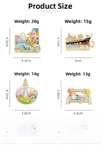 Size specifications for zinc alloy Weihai city souvenir magnets with weight and dimensions