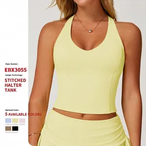Women's Racerback Yoga Tank Top Naked-Feel V-Neck Fitness Top Quick-Dry Running Sports Vest Sleeveless Athletic Gym Top EBX3055