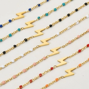 Bohemian lightning bolt charm beaded bracelets in various vibrant colors and gold finish