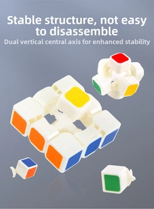 Internal view of the 5.7cm magic cube featuring double vertical central axis structure