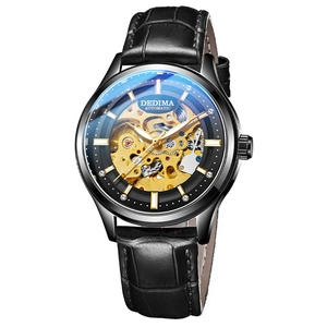Automatic Mechanical Watch Men Skeleton Tourbillon Luminous Waterproof Stainless Steel Leather Strap Business Luxury