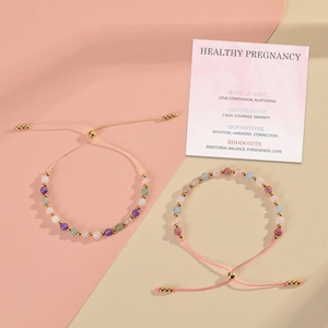 Adjustable natural stone bracelets with 4mm faceted beads for healthy pregnancy