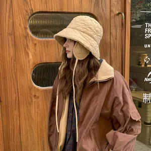 Damen Gesteppter Anglerhut Mit Ohrenschutz Winddicht Winter Warm Fleece Gefüttert Rautenmuster Fliegermütze Bindebänder