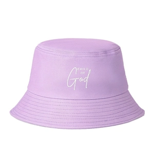 Lavender CHILD OF God embroidered cotton bucket hat for outdoor sun protection