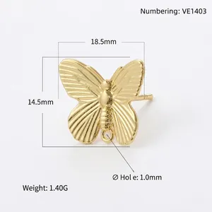 Polished 18K gold plated butterfly earring charms with 18.5x14.5mm size dimensions